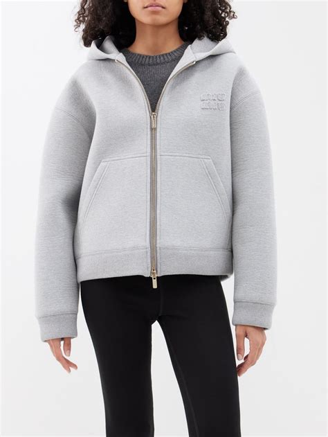 miu miu hoodie jacket|Grey Cotton Fleece Hoodie .